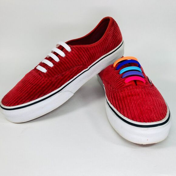 Vans Authentic Corduroy Rumba Red Skate Shoes, Size 7 US, Mens, Good Condition - Picture 1 of 13